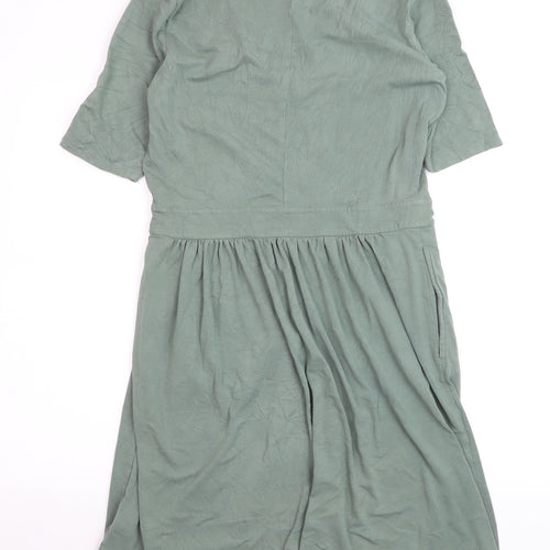 Lands' End Womens Green Fit & Flare Jersey Dress Size S