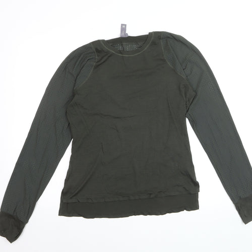 Sweaty Betty Women's Green Wool Blend Long Sleeve Jersey Top Size M