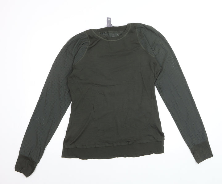 Sweaty Betty Women's Green Wool Blend Long Sleeve Jersey Top Size M