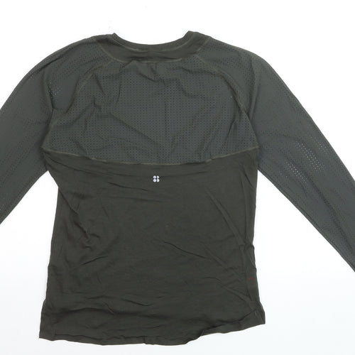 Sweaty Betty Women's Green Wool Blend Long Sleeve Jersey Top Size M