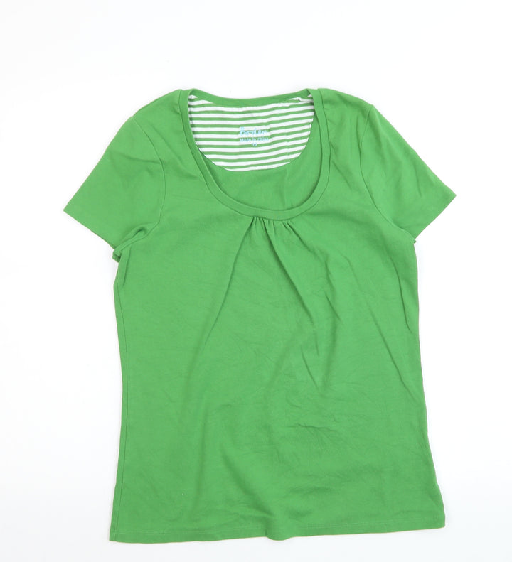 Boden Women Green Size 10 Short Sleeve Basic Cotton T-Shirt