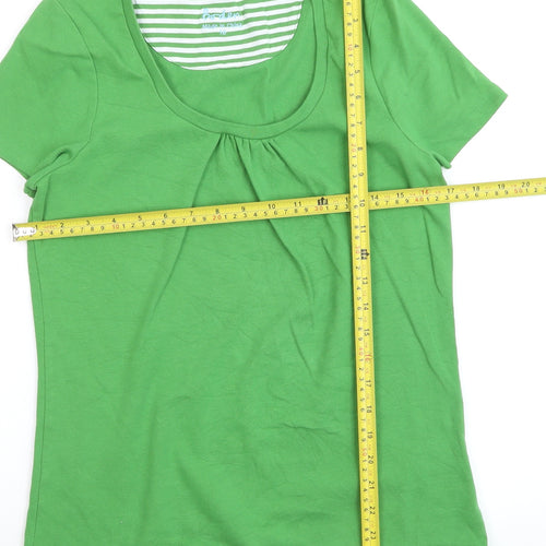 Boden Women Green Size 10 Short Sleeve Basic Cotton T-Shirt