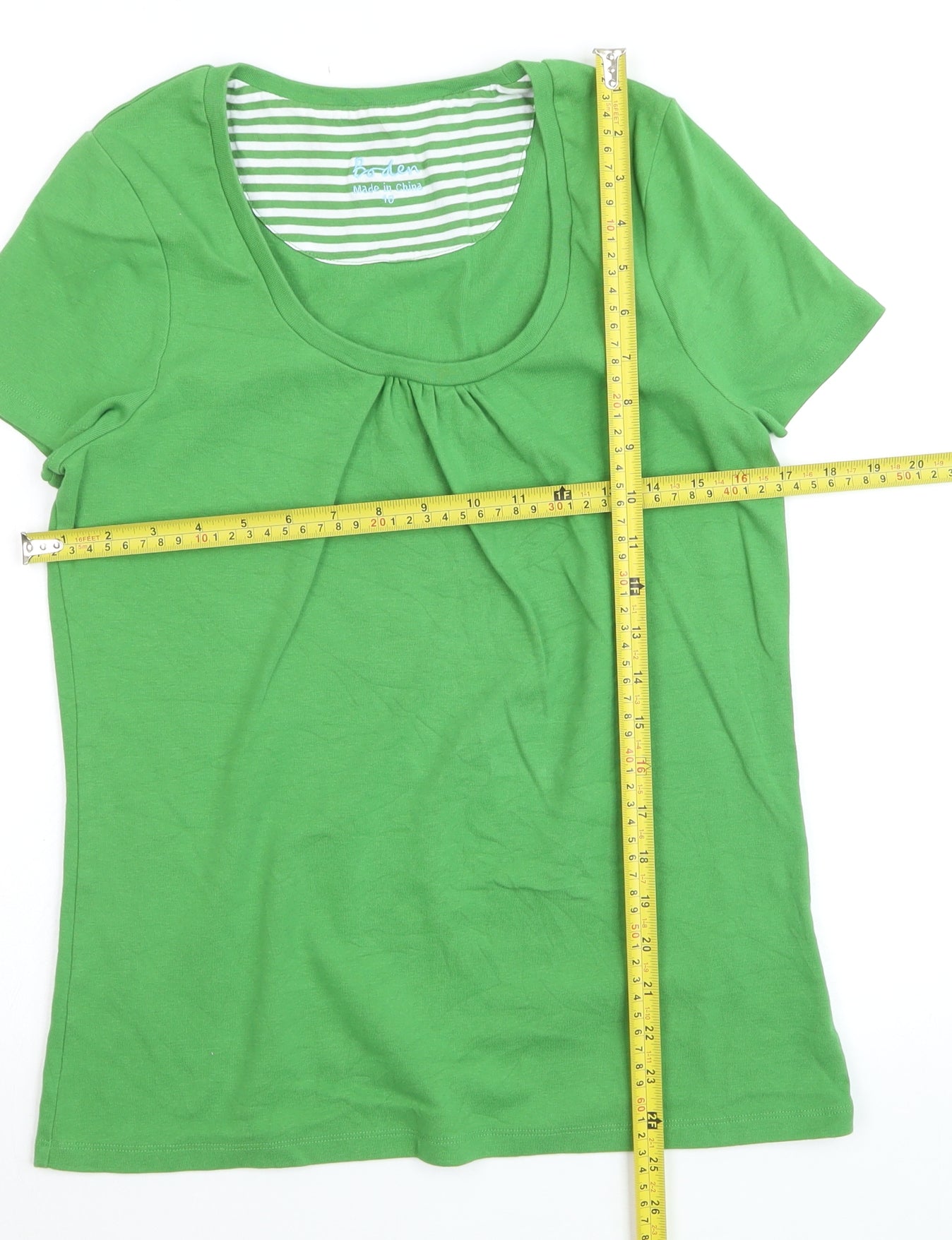 Boden Women Green Size 10 Short Sleeve Basic Cotton T-Shirt