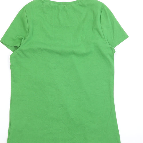 Boden Women Green Size 10 Short Sleeve Basic Cotton T-Shirt