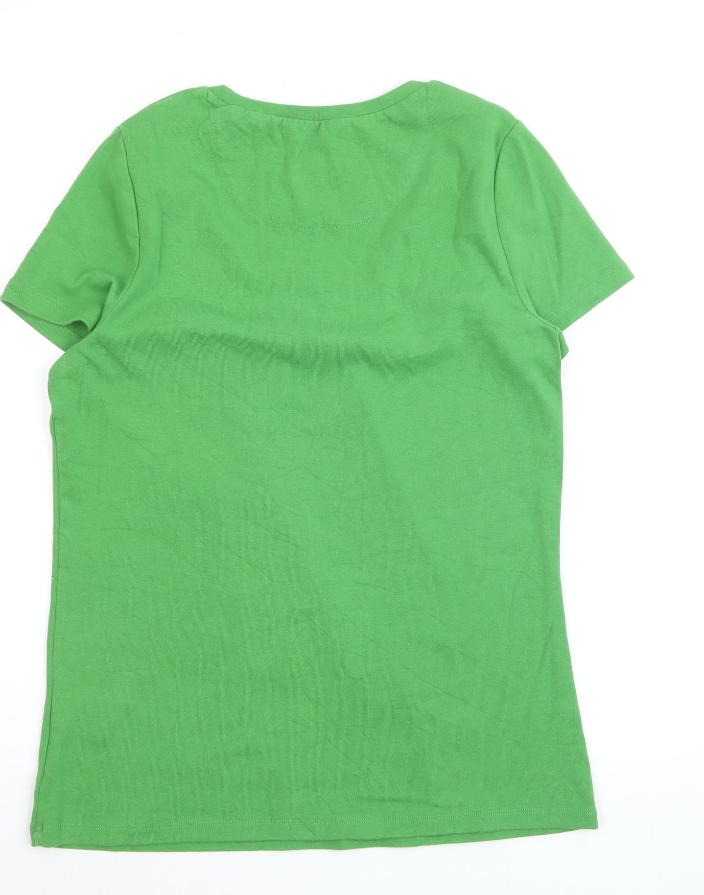 Boden Women Green Size 10 Short Sleeve Basic Cotton T-Shirt