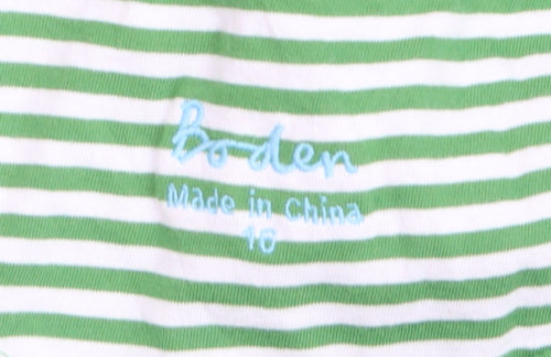 Boden Women Green Size 10 Short Sleeve Basic Cotton T-Shirt