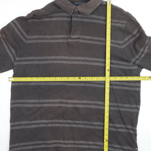 Stone Bay Men’s Brown Striped Long Sleeve Polo Shirt XL