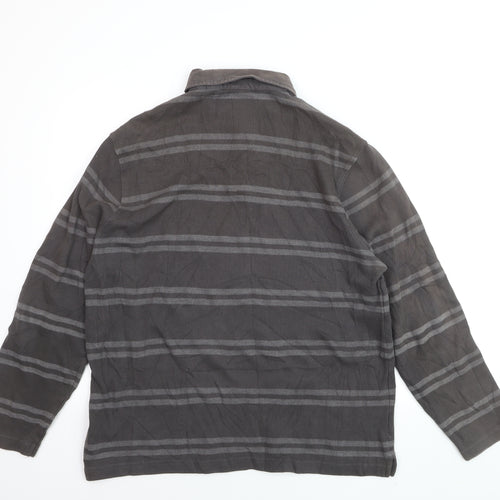 Stone Bay Men’s Brown Striped Long Sleeve Polo Shirt XL