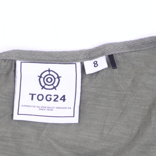 TOG24 Women's Green Button-Up Short Sleeve Cotton Top Size 8