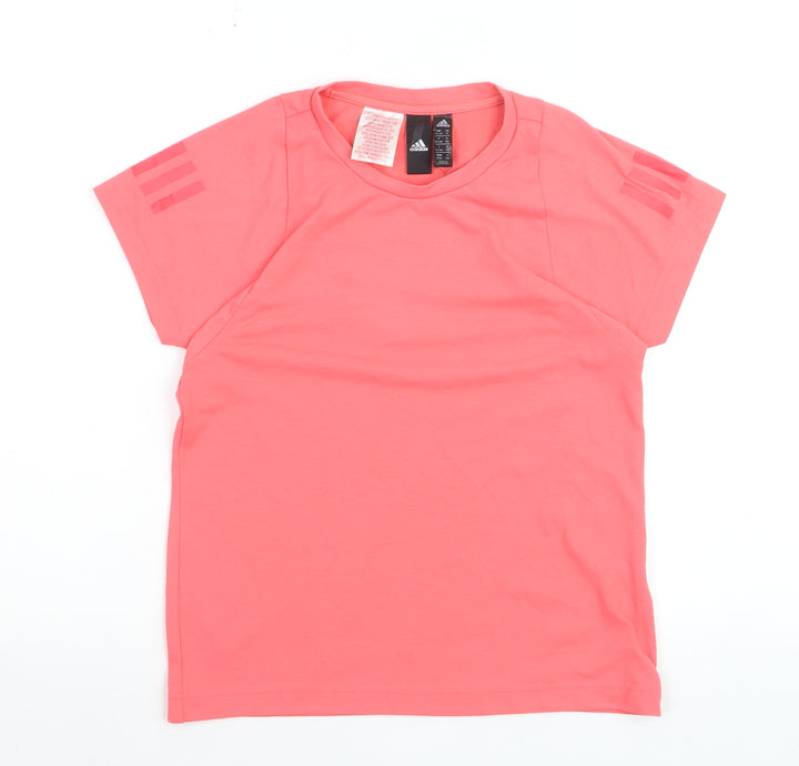 Adidas Girls Coral Pink Crew Neck Short Sleeve T-Shirt 11-12 Years