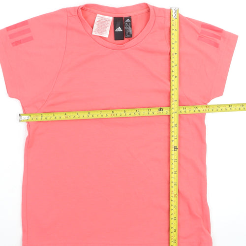 Adidas Girls Coral Pink Crew Neck Short Sleeve T-Shirt 11-12 Years