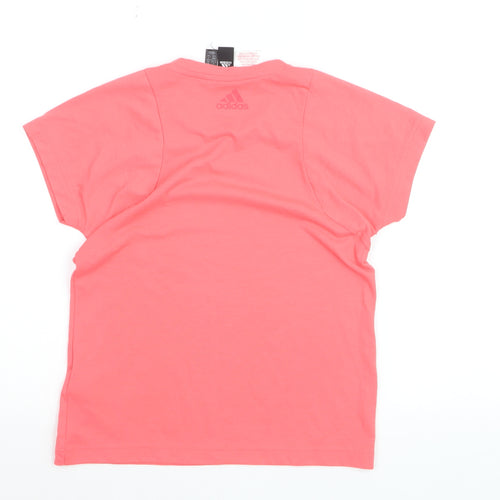 Adidas Girls Coral Pink Crew Neck Short Sleeve T-Shirt 11-12 Years