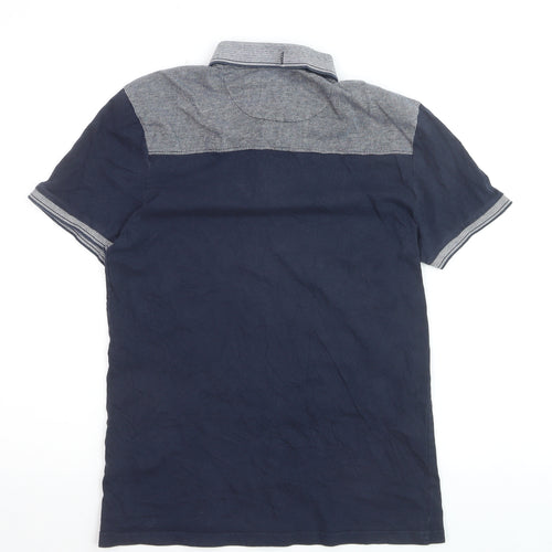 River Island Men's Navy Polo Shirt S 100% Cotton Short Sleeve