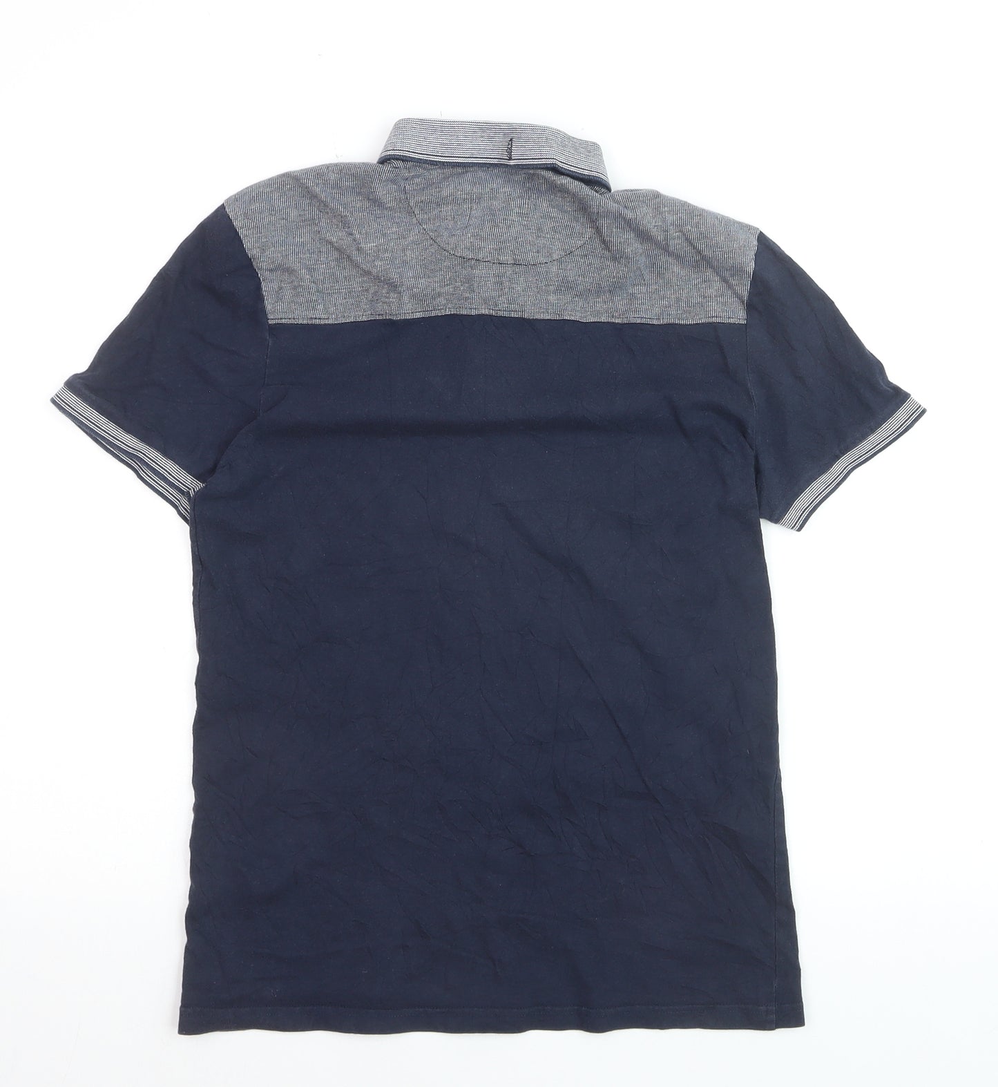 River Island Men's Navy Polo Shirt S 100% Cotton Short Sleeve