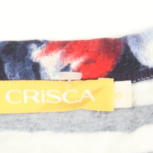 Crisca Womens Multicoloured XS Viscose Tunic Zip Front 3/4 Sleeve Top