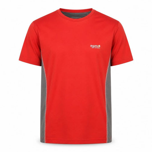 Front view of Regatta Men's Red Grey Adventure Tech Outdoor Short Sleeve T-Shirt S