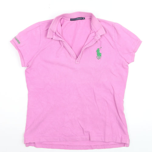 Ralph Lauren Womens Pink Polo Shirt M Classic Cotton Short Sleeve