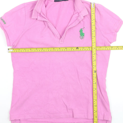 Ralph Lauren Womens Pink Polo Shirt M Classic Cotton Short Sleeve