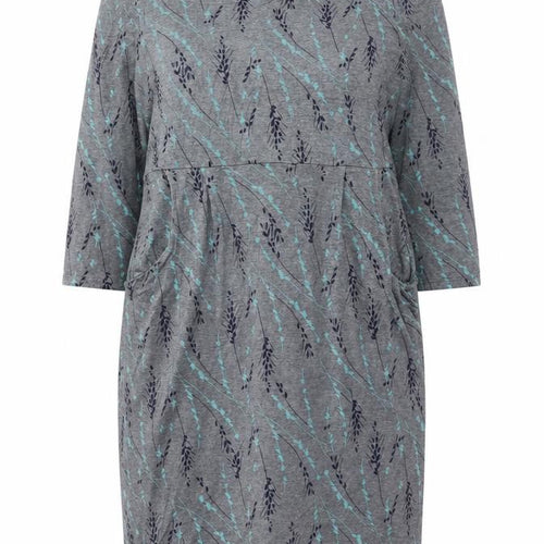 White Stuff Women Grey Floral Jersey Shift Dress Size 16 3/4 Sleeve