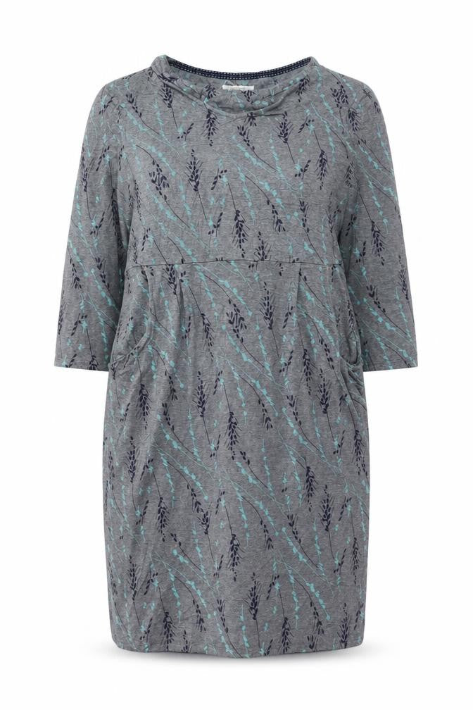 White Stuff Women Grey Floral Jersey Shift Dress Size 16 3/4 Sleeve