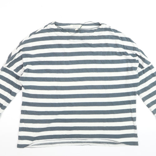 Seasalt Women’s Blue White Striped Organic Cotton 3/4 Sleeve T-Shirt Size 14