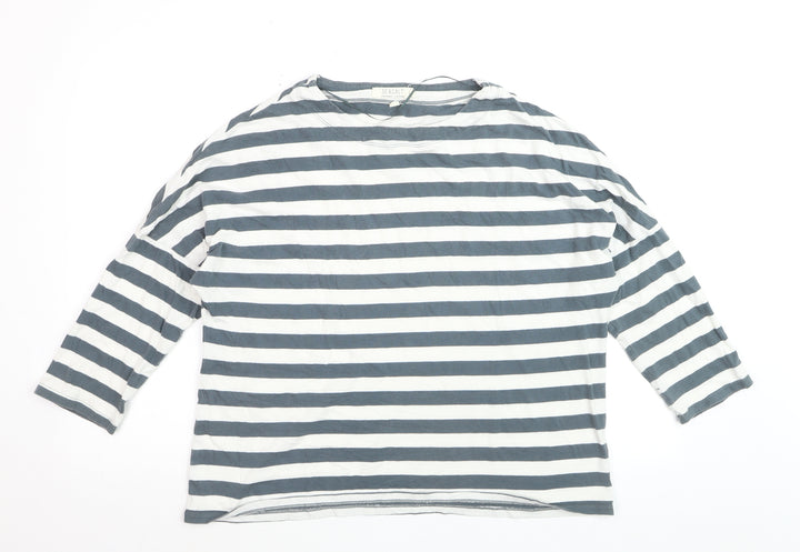 Seasalt Women’s Blue White Striped Organic Cotton 3/4 Sleeve T-Shirt Size 14