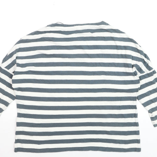 Seasalt Women’s Blue White Striped Organic Cotton 3/4 Sleeve T-Shirt Size 14