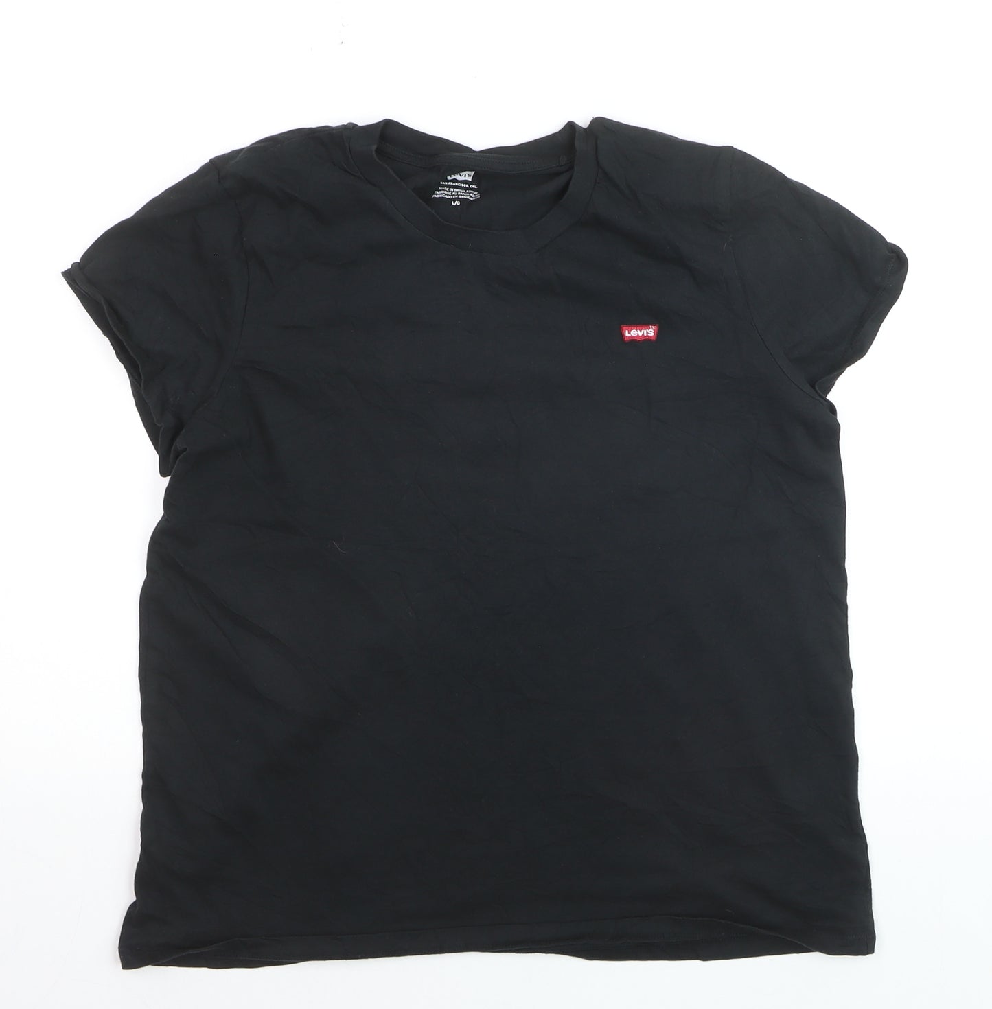 Levi's Men's Black Cotton Crew Neck Short Sleeve T-Shirt L