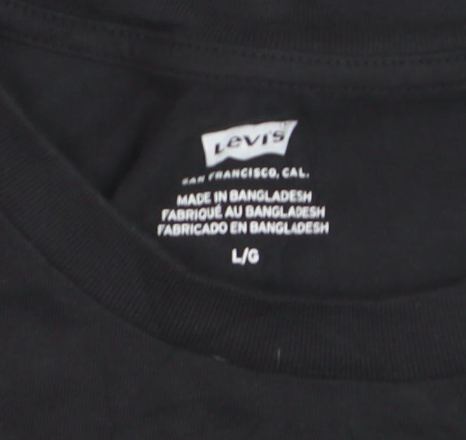 Levi's Men's Black Cotton Crew Neck Short Sleeve T-Shirt L