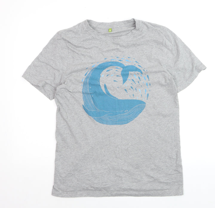 Rapanui Men's Grey Whale Graphic T-Shirt Size M Organic Cotton