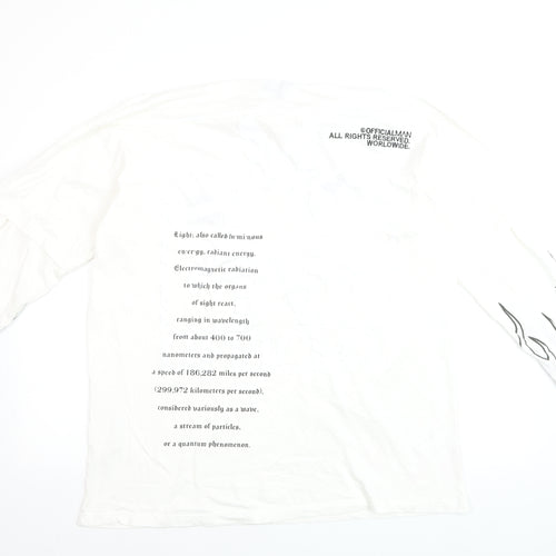 boohooMAN Men's White Long Sleeve Graphic Flame Top Size M