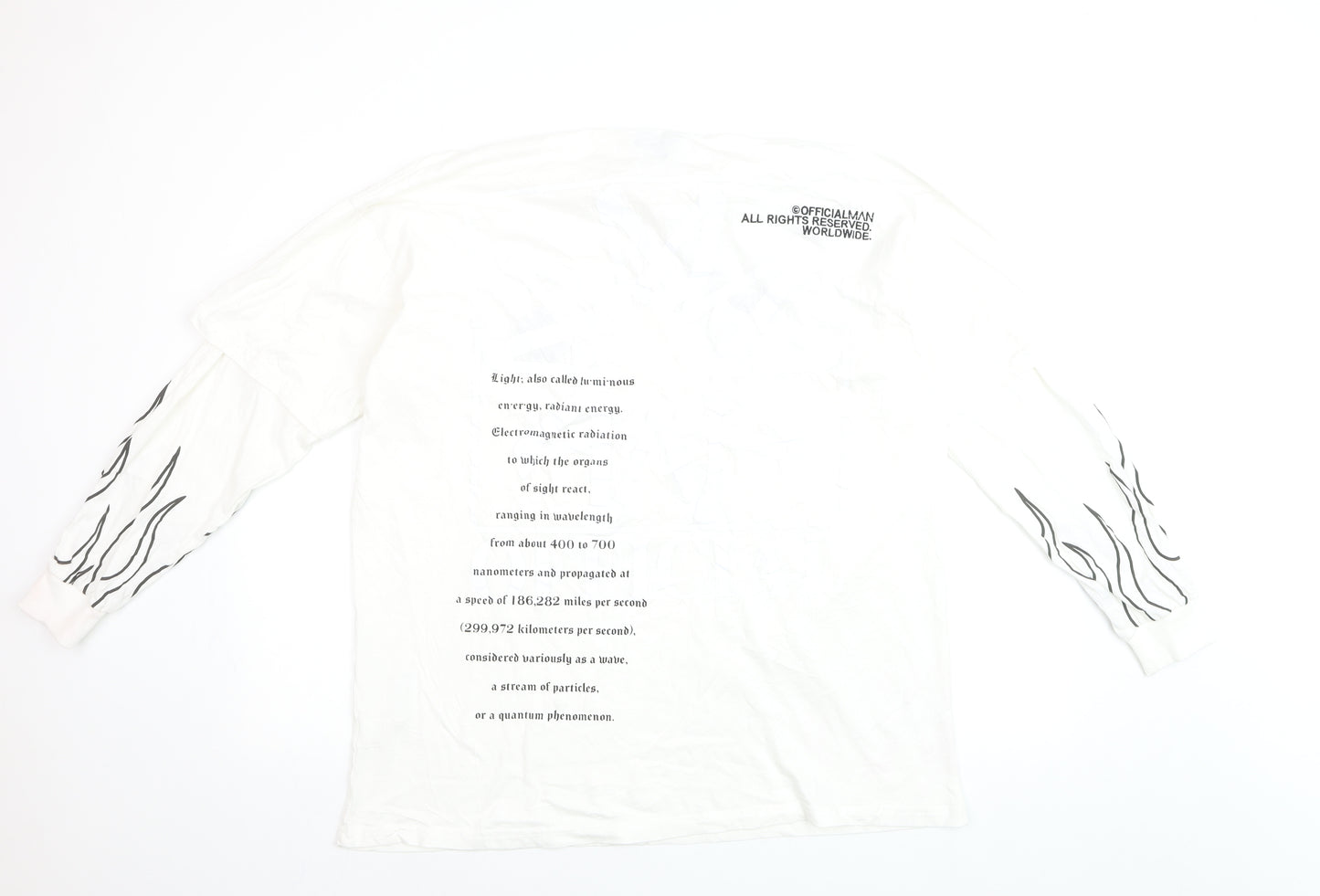 boohooMAN Men's White Long Sleeve Graphic Flame Top Size M