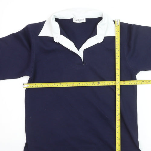 Fabrizio Women's Blue Collared Henley Long Sleeve Jumper Size S