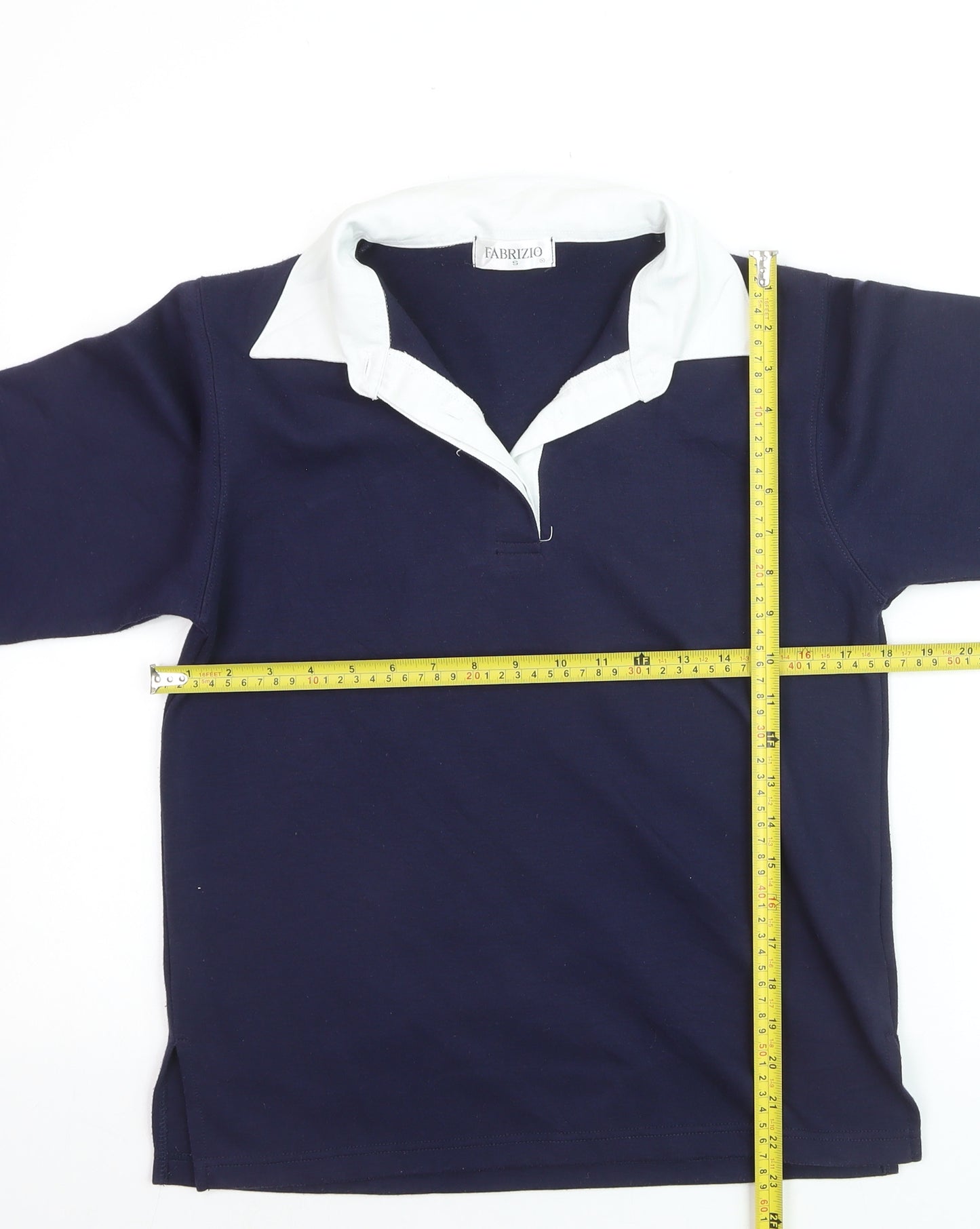 Fabrizio Women's Blue Collared Henley Long Sleeve Jumper Size S