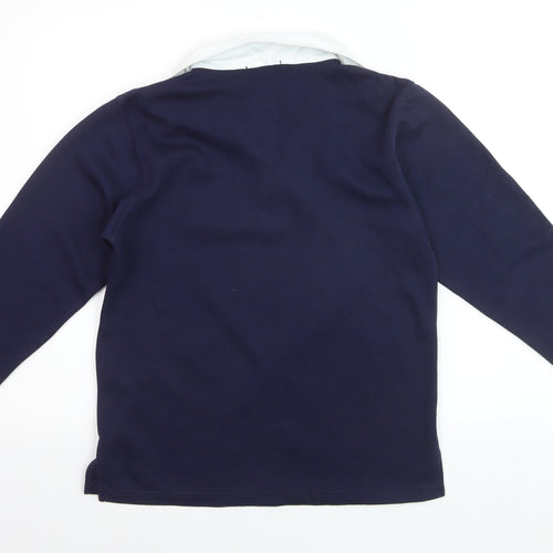 Fabrizio Women's Blue Collared Henley Long Sleeve Jumper Size S