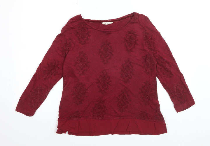 White Stuff Women's Red 3/4 Sleeve Tunic Blouse Size 14