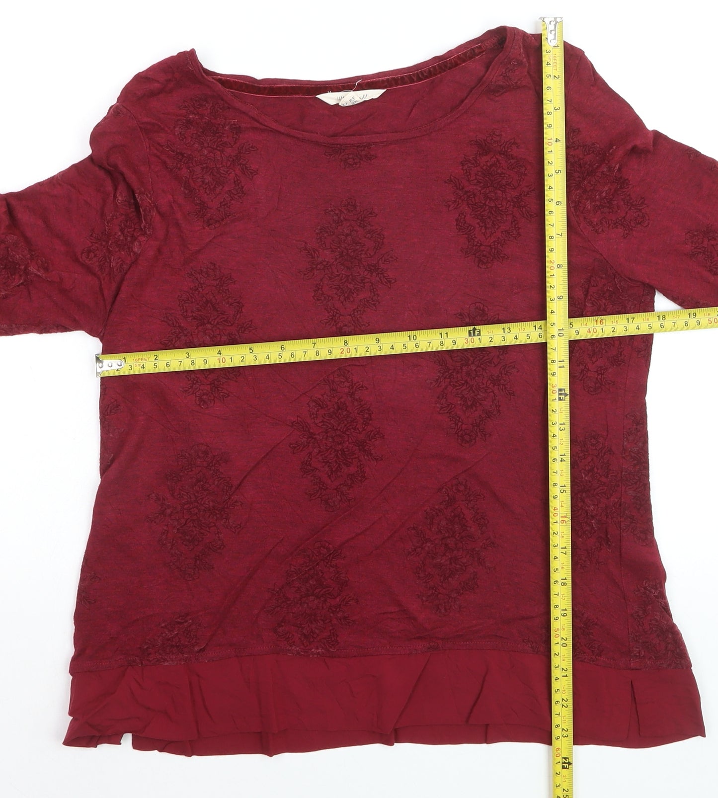White Stuff Women's Red 3/4 Sleeve Tunic Blouse Size 14