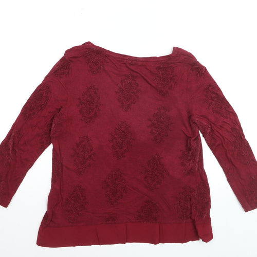 White Stuff Women's Red 3/4 Sleeve Tunic Blouse Size 14