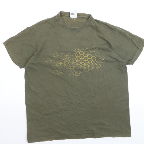 Seventyseven Men's Green Graphic Print Cotton T-Shirt Size S