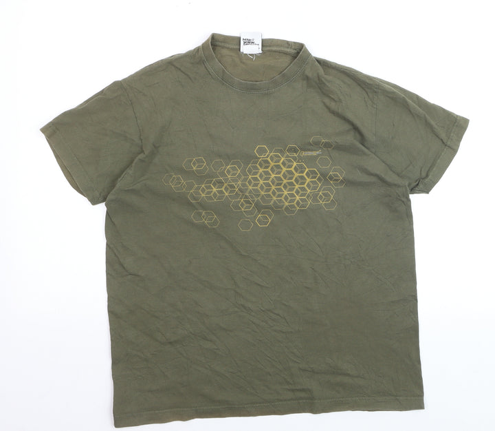 Seventyseven Men's Green Graphic Print Cotton T-Shirt Size S