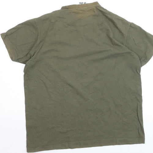 Seventyseven Men's Green Graphic Print Cotton T-Shirt Size S