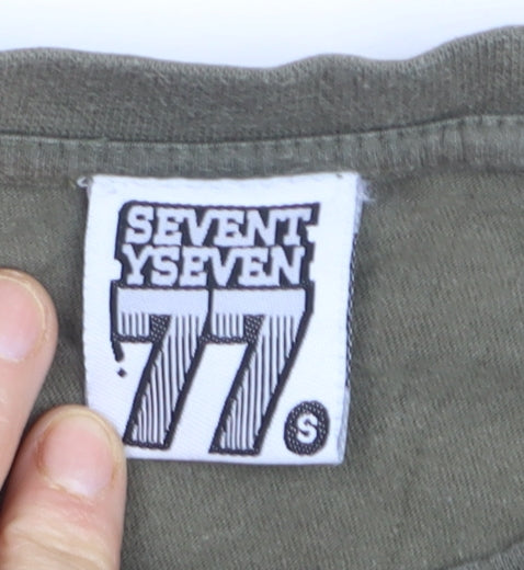 Seventyseven Men's Green Graphic Print Cotton T-Shirt Size S