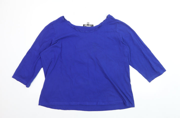 Joanna Hope Women's Blue Cotton 3/4 Sleeve Plus Size 22 Blouse