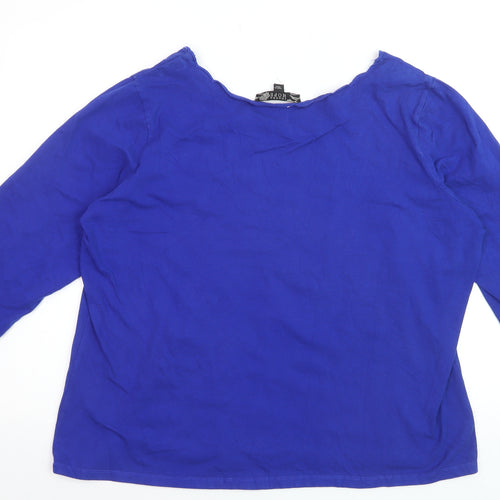 Joanna Hope Women's Blue Cotton 3/4 Sleeve Plus Size 22 Blouse