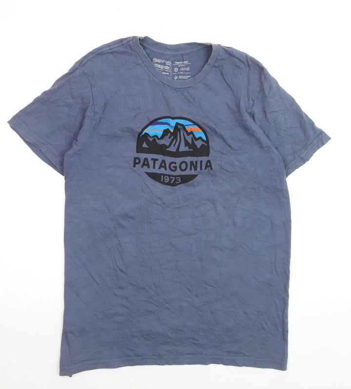 Patagonia Men's Blue Organic Cotton Slim Fit Graphic T-Shirt Size M