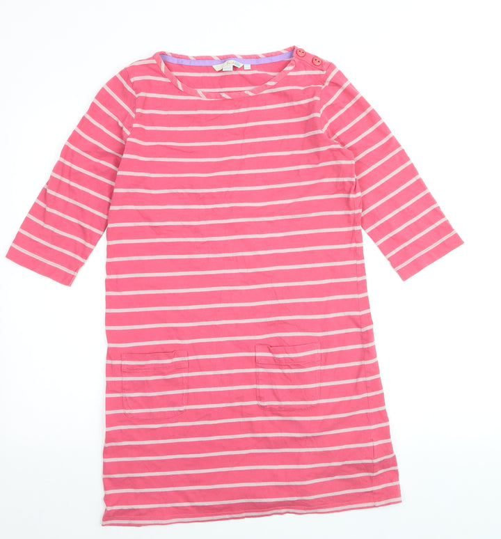 Boden Womens Pink White Stripe 3/4 Sleeve Cotton Tunic UK 12