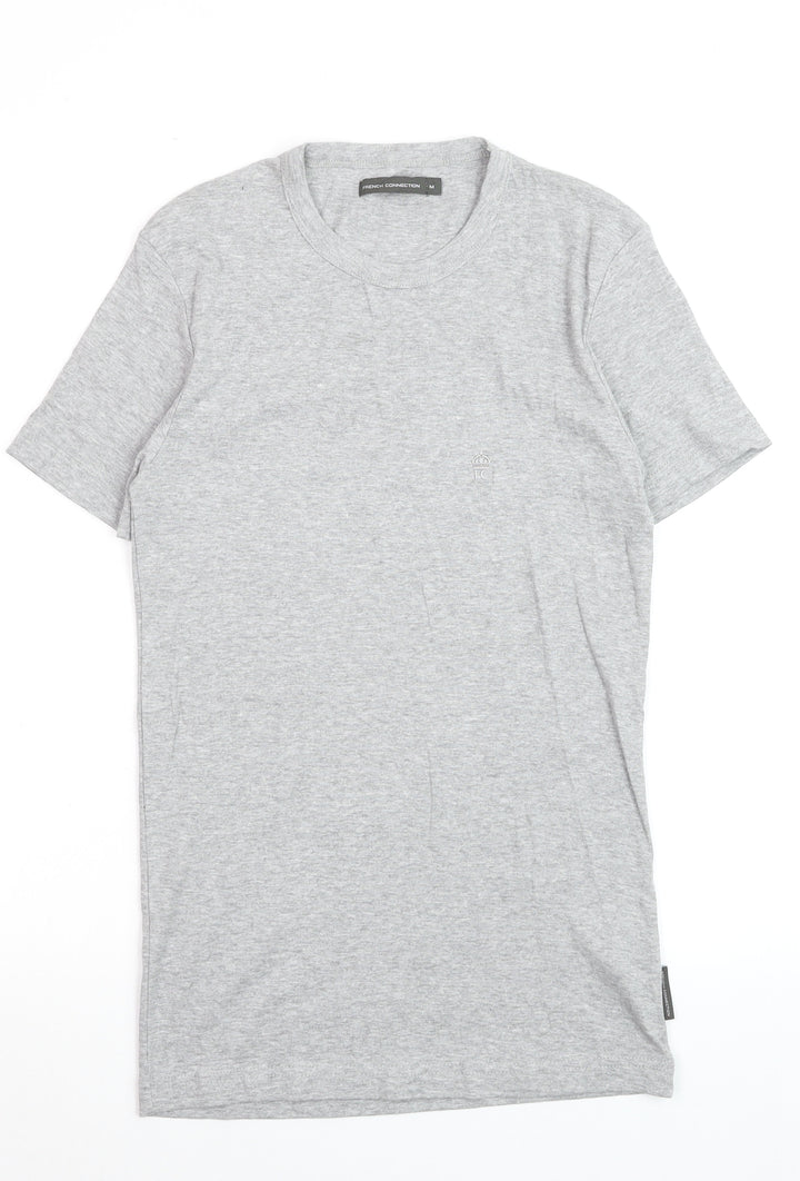 French Connection Men's Grey Crew Neck Cotton T-Shirt M