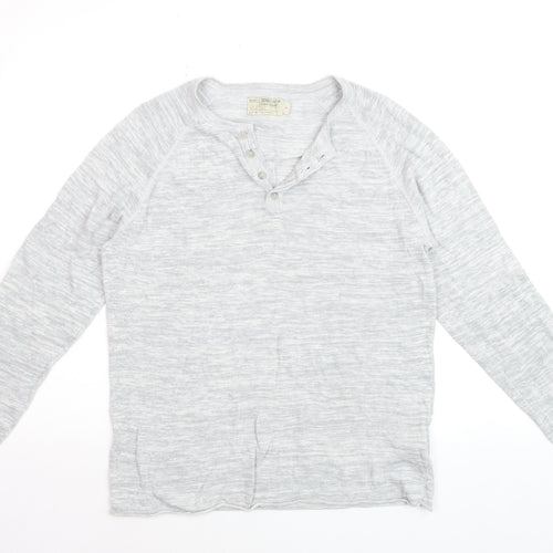 500/Denim Maison Cirqcent Men's Grey Henley Long Sleeve Top M