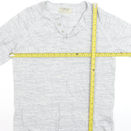 500/Denim Maison Cirqcent Men's Grey Henley Long Sleeve Top M