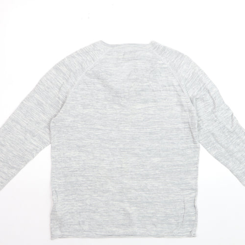 500/Denim Maison Cirqcent Men's Grey Henley Long Sleeve Top M